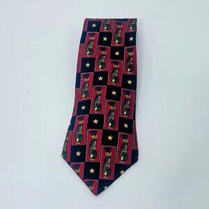 Men's Vintage Tommy Hilfiger Silk Golf Bag Tie - Red with Stars - Gently Used